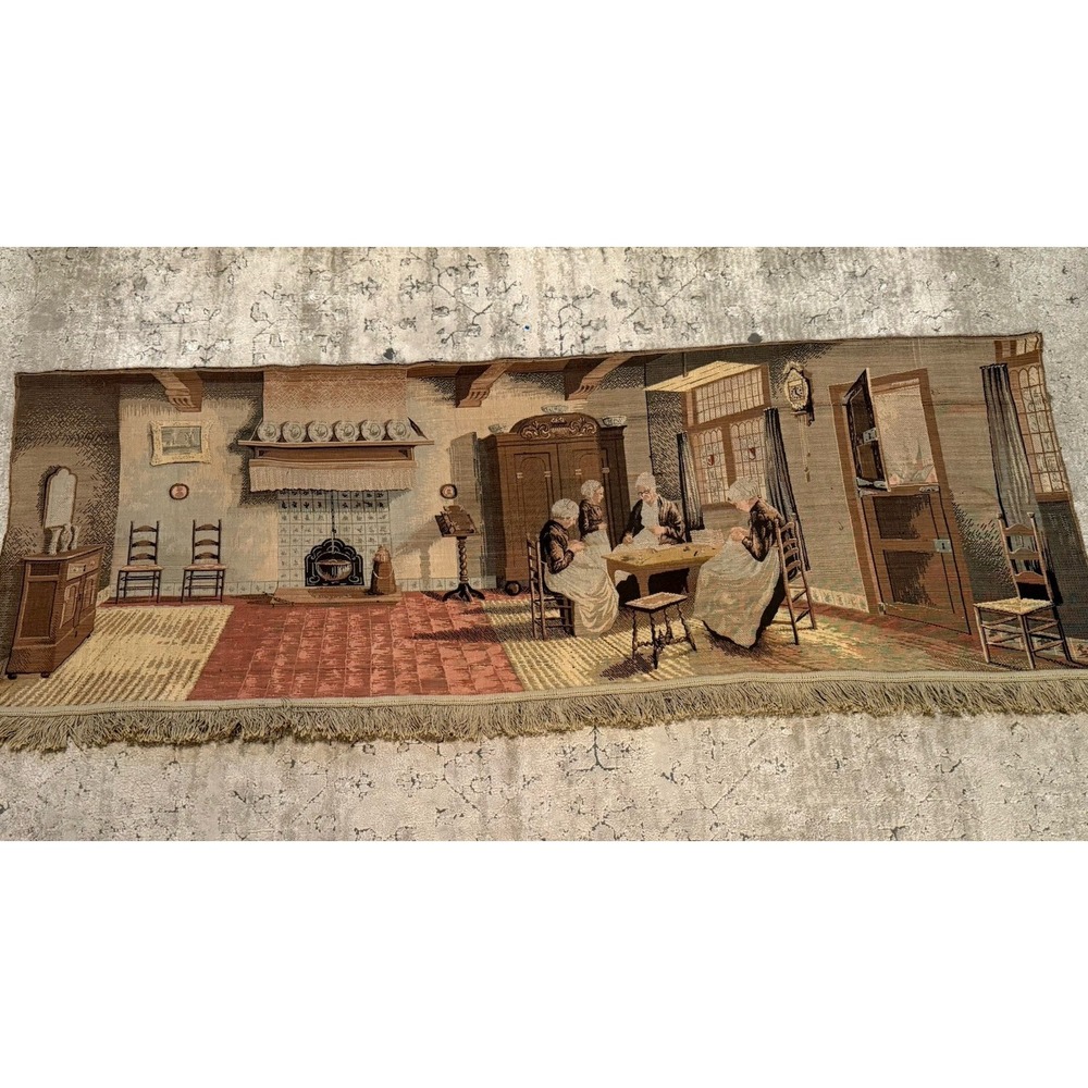 Vintage French Tapestry, Medieval Wall Home Decor Tapestry 27" X 72"